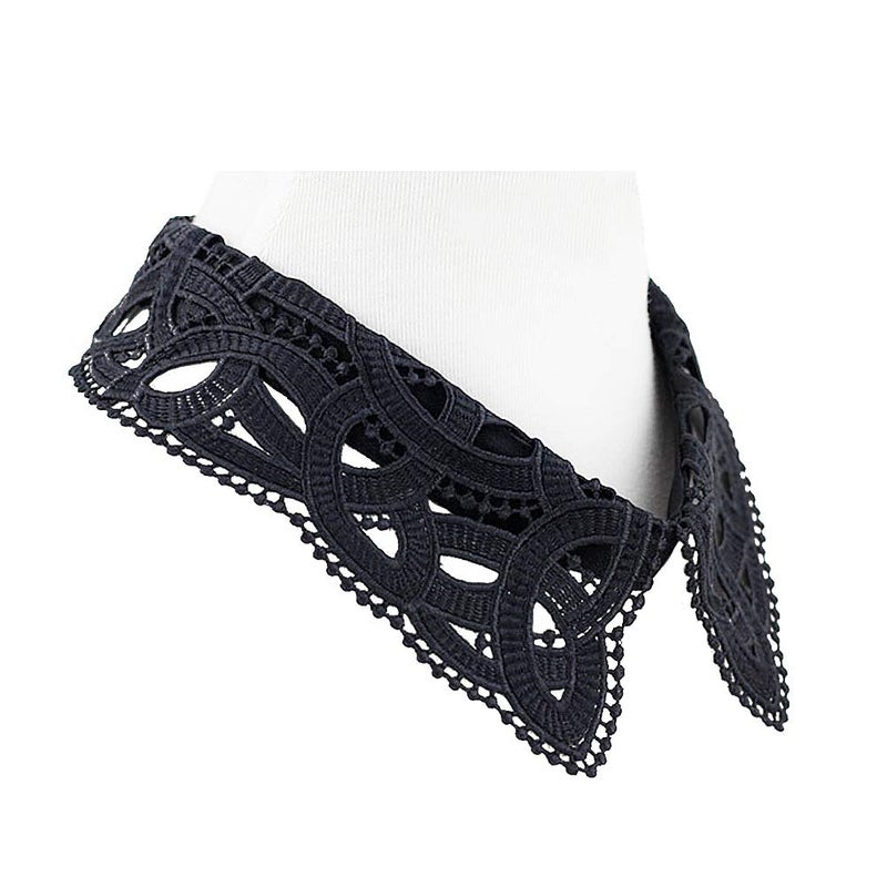 Gracelife Hollow Design Lapel False Collar Detachable Dickey Blouse Fake Half Shirt Collar for Women (Black 79) - Image 2